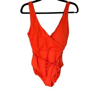NWT Andie Swim The Belmar One Piece Siren Orange Tie Waist Swimsuit Sz Medium